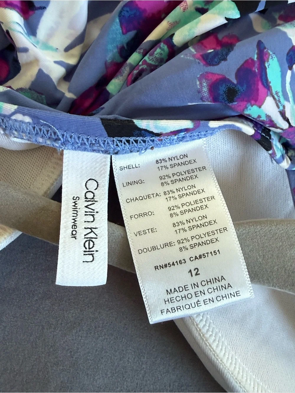 Calvin Klein Lavender Floral V-Neck One-Piece